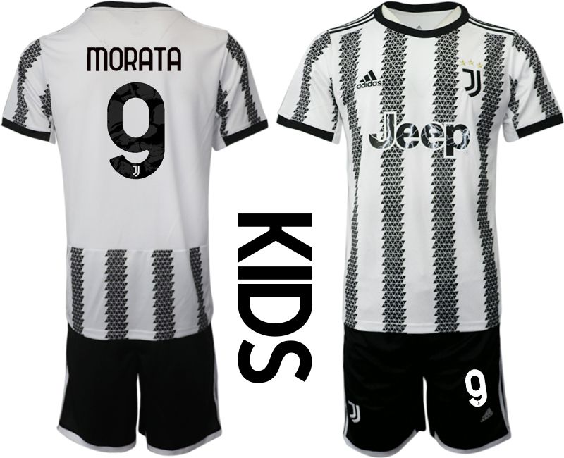 Youth 2022-2023 Club Juventus FC home white 9 Soccer Jersey